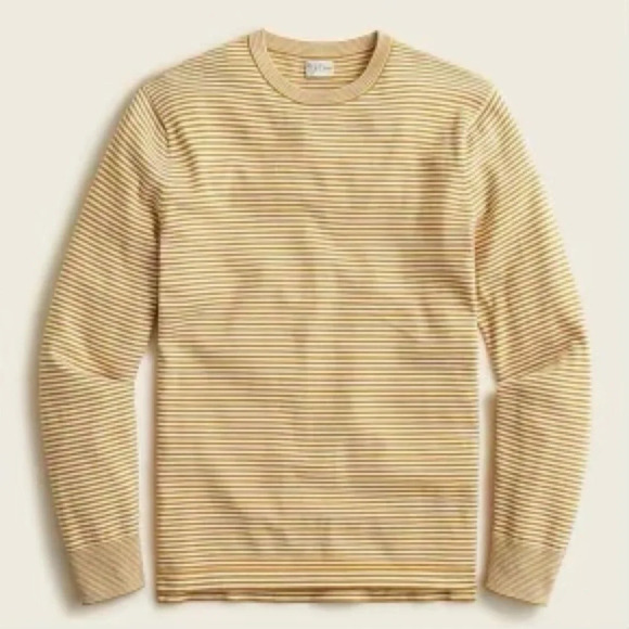 J. CREW Lightweight Cotton Crewneck Sweater in Burnt Saffron‎ Stripe - Picture 4 of 9